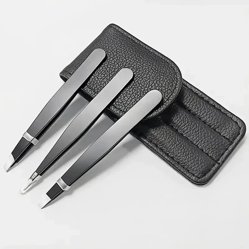 Set de 3 Pinces à Épiler Professionnelles – Précision et Confort en Acier Inoxydable Noir