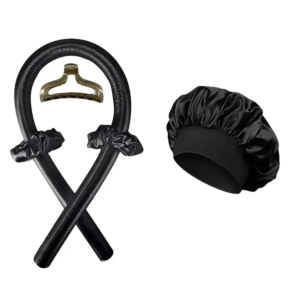 Kit Boucles Sans Chaleur – Bande en Satin avec Bonnet Protecteur et Pinces