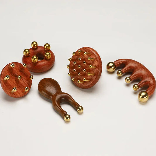 Massage du cuir chevelu en bois – Gua Sha revitalisant & stimulateur de circulation sanguine