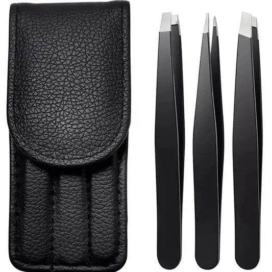 Set de 3 Pinces à Épiler Professionnelles – Précision et Confort en Acier Inoxydable Noir