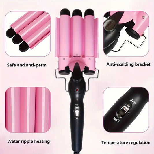 Fer à Boucler Triple Céramique 3 Têtes – Ondulations Naturelles & Coiffure Wavy Professionnelle