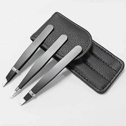 Set de 3 Pinces à Épiler Professionnelles – Précision et Confort en Acier Inoxydable Noir