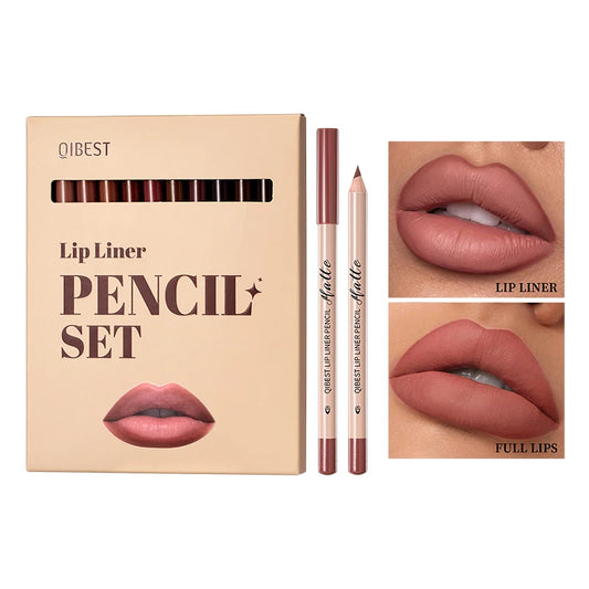 Set de 12 Crayons à Lèvres Mat – Longue Tenue, Anti-Transfert & Application Douce